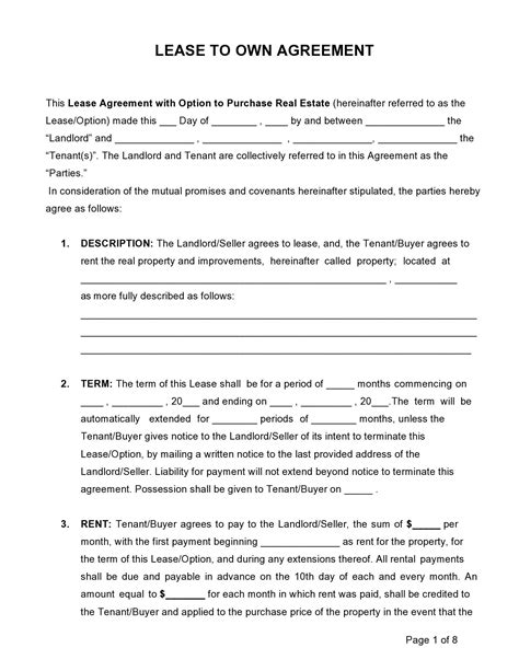 30 Free Rent To Own Contracts Templates Templatelab 30 Free Rent To Own Contracts Templates Templatelab