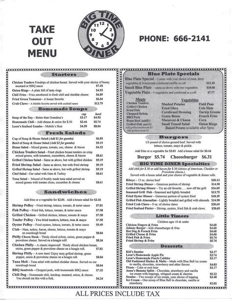 5 Big Time Diner Menu Items