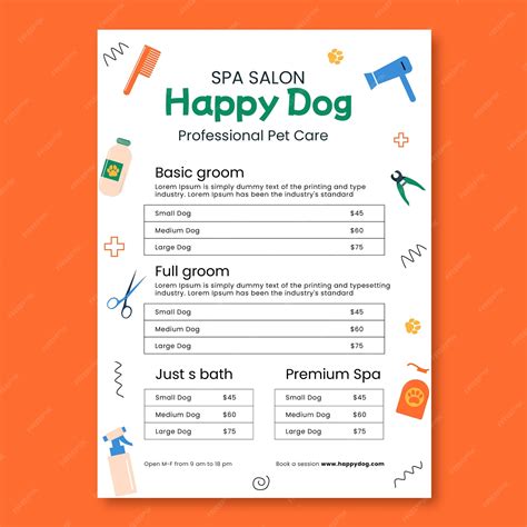 Free Vector Hand Drawn Pet Grooming Price List Design Free Vector Hand Drawn Pet Grooming Price List Design