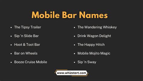 Mobile Bar Name Ideas Mobile Bar Name Ideas