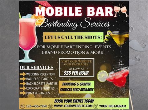 Mobile Bartending Services Flyer Diy Mixologist Bartender Drink Mobile Bartending Services Flyer Diy Mixologist Bartender Drink