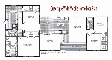 Quadruple Wide Mobile Home Floor Plans 5 Bedroom 3 Bathrooms 2008