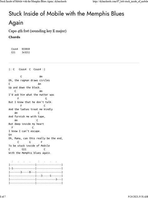 Stuck Inside Of Mobile With The Memphis Blues Again Dylanchords Pdf Stuck Inside Of Mobile With The Memphis Blues Again Dylanchords Pdf